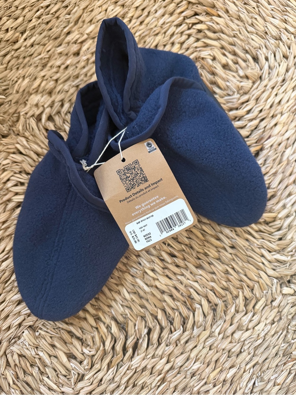 Patagonia Kids Navy Blue Fleece Booties